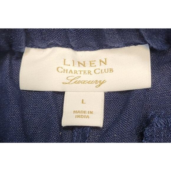 Charter Club Women’s 100% Linen Wide Leg Pants Blue Pull-On Sz L NWOT - Picture 4 of 9